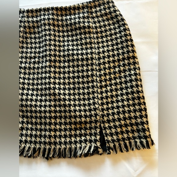 CHRISTIAN SIRIANO BLACK & TAN HOUNDSTOOTH ZIPPERED LINED MINI SKIRT  SZ S - Picture 5 of 12
